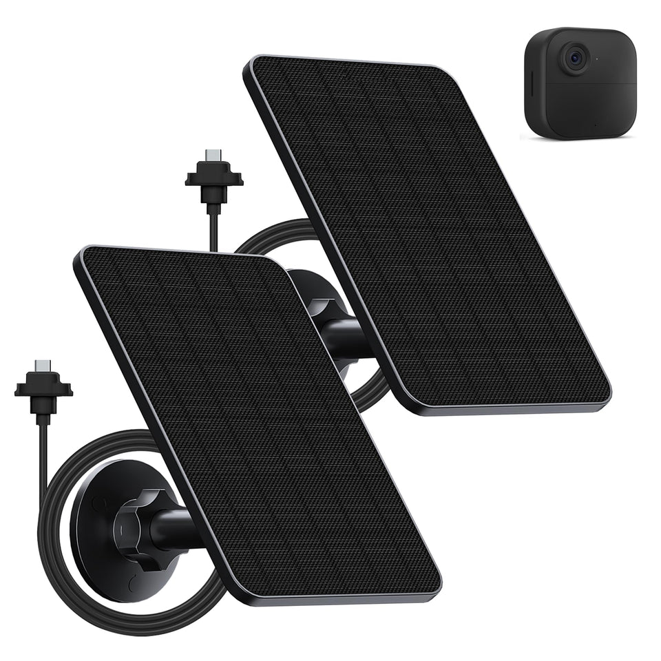 Rhorawill solar panel front view powering Blink Outdoor in daylight