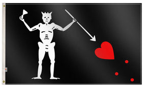 Rhungift Blackbeard flag on a flagpole outdoors, durable yard decor.