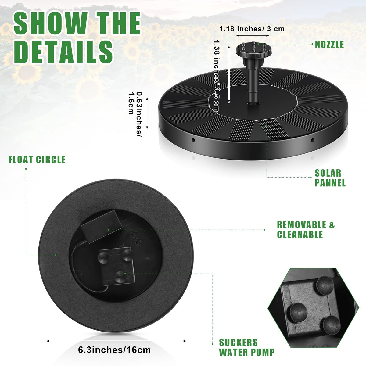 Riakrum floating solar panel with 6 patterns offers easy, maintenance-free fountain setup.