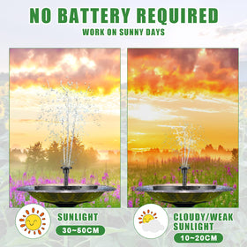 Riakrum solar fountain suits bird baths, ponds, pools, and garden decor.
