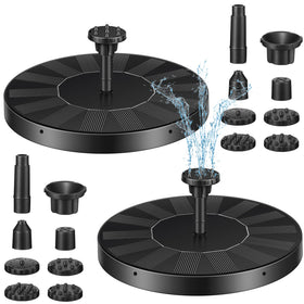 Riakrum solar bird bath fountain pump with 6 nozzles for versatile garden spray patterns.