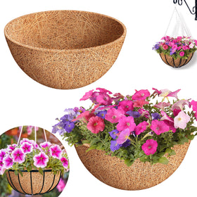 Riare 16-inch round coco liner 2-pack for hanging baskets, improves aeration and moisture retention.