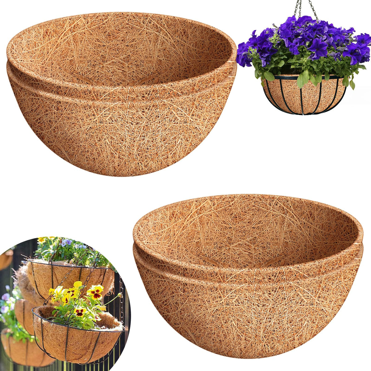 Riare 18-inch round coco liner pack for breathable basket moisture