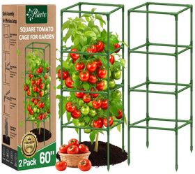 Riare 2-pack square tomato cages stand tall for sturdy plant support.