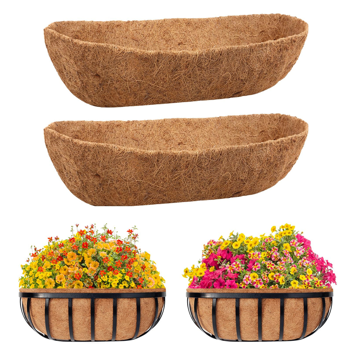 Riare 2-pack 24-inch coir liner in a wall planter for natural drainage
