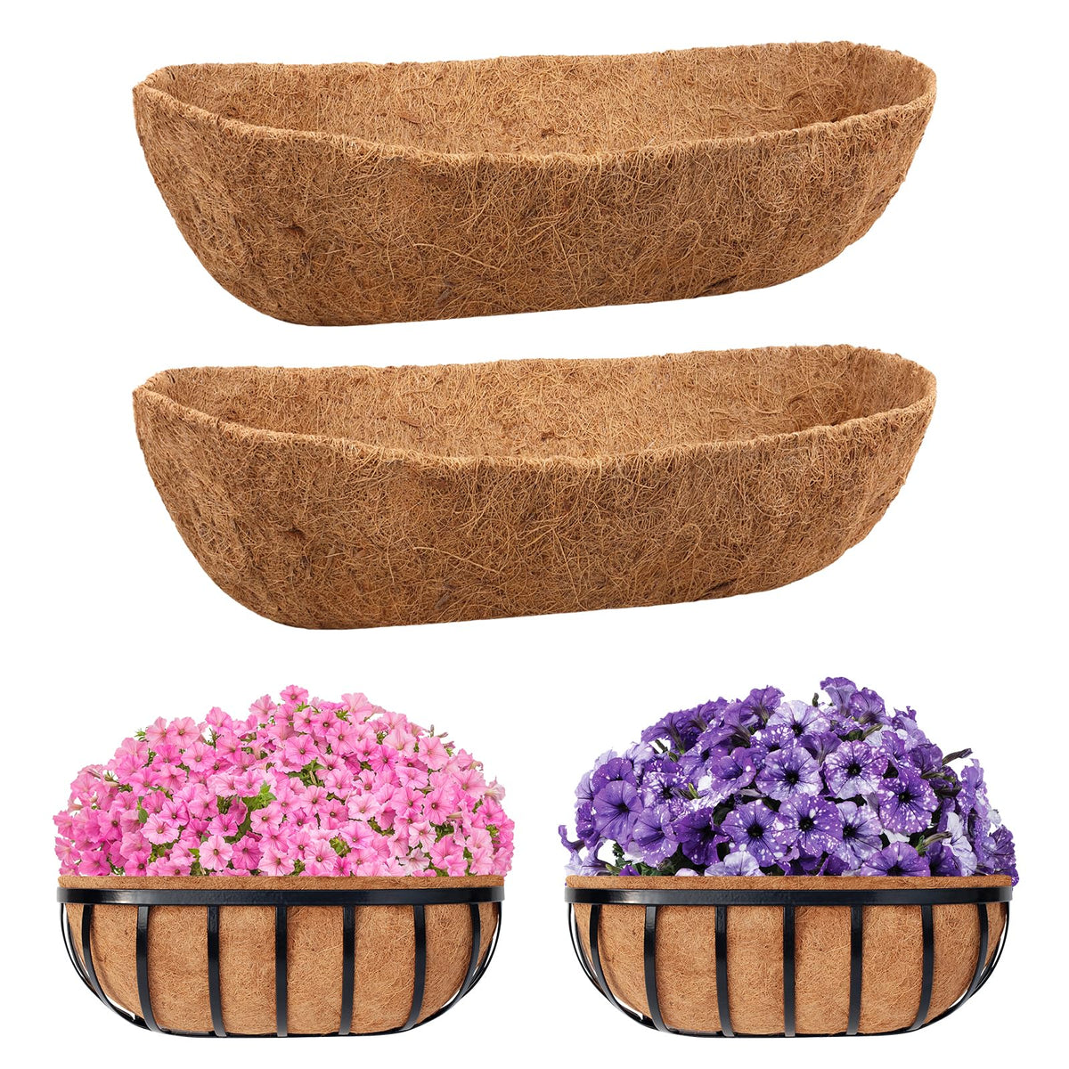 Riare 2-pack coco coir liner fits 36-inch planters with natural drainage