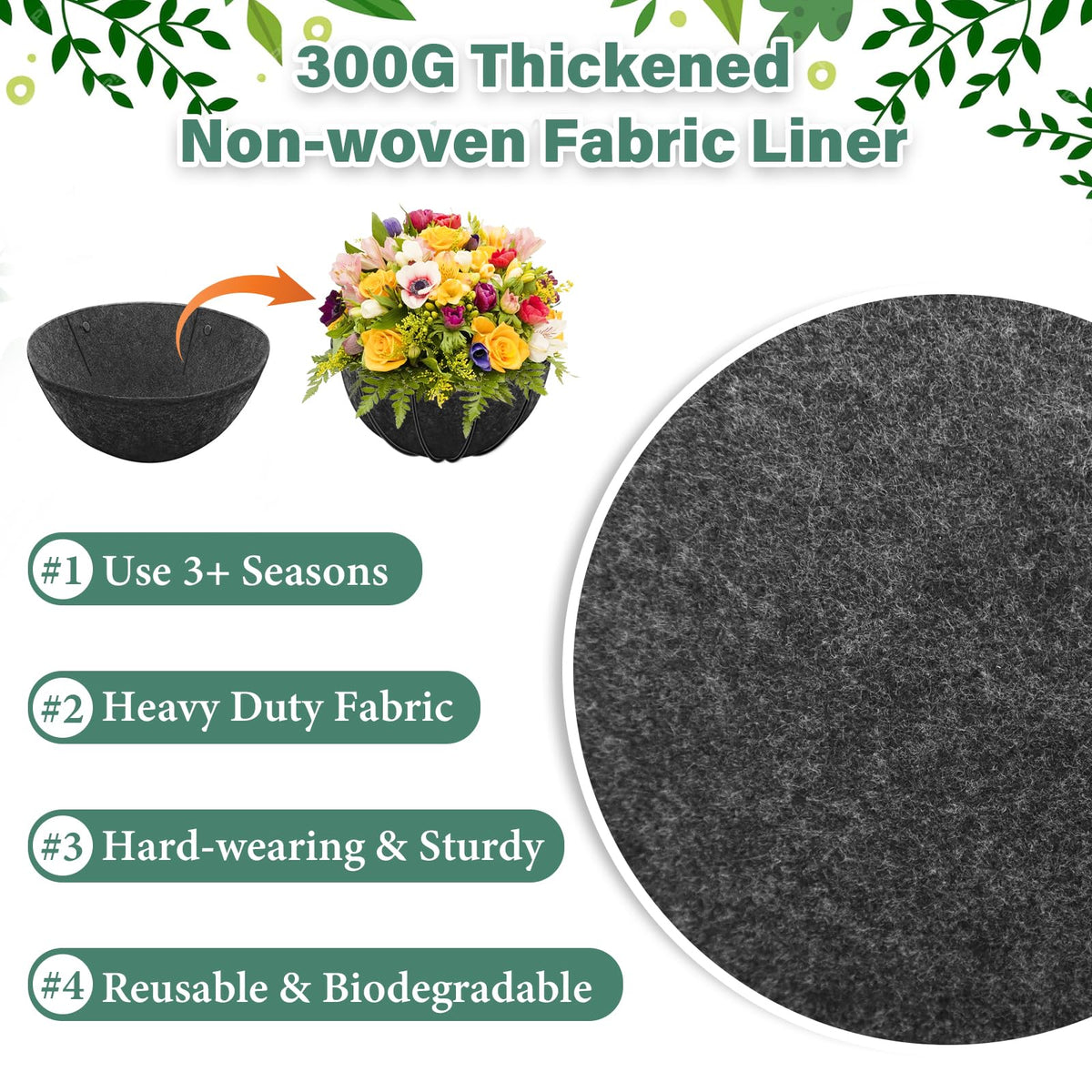 Riare 300g non-woven planter liner black is odor-free and family-safe.