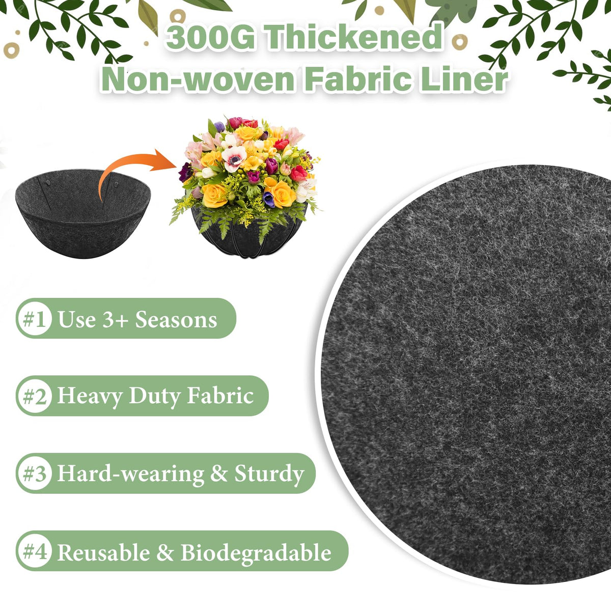 Riare 300 g thickened non woven fabric liner odor-free for safe home use.