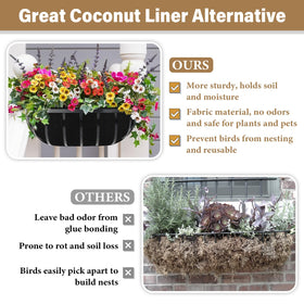 Riare liner demonstrates 8-inch depth for stable soil retention in a basket.