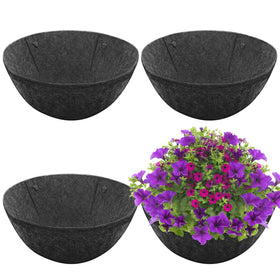Riare 4 pack 14 inch round fabric planter liner for durable, long-lasting hanging baskets.