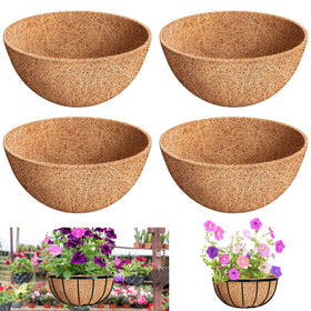 Riare 4-Pack 12-Inch Round Coco Liners ready for hanging baskets.