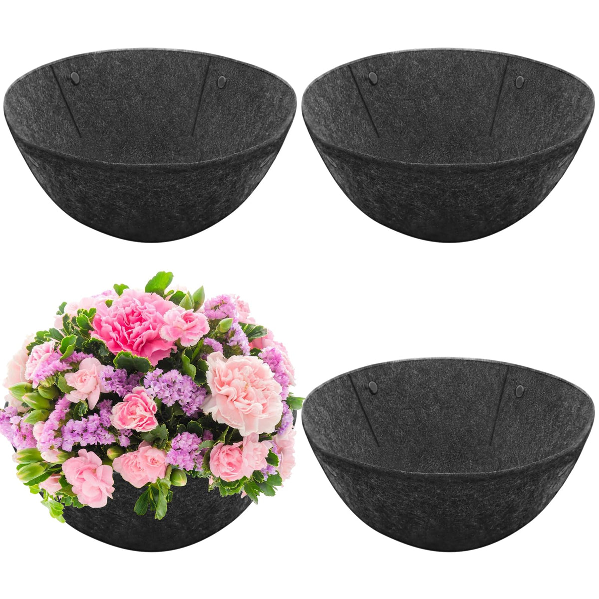 Riare 4-pack 16-inch round fabric liner ready for stylish plant baskets and plants.