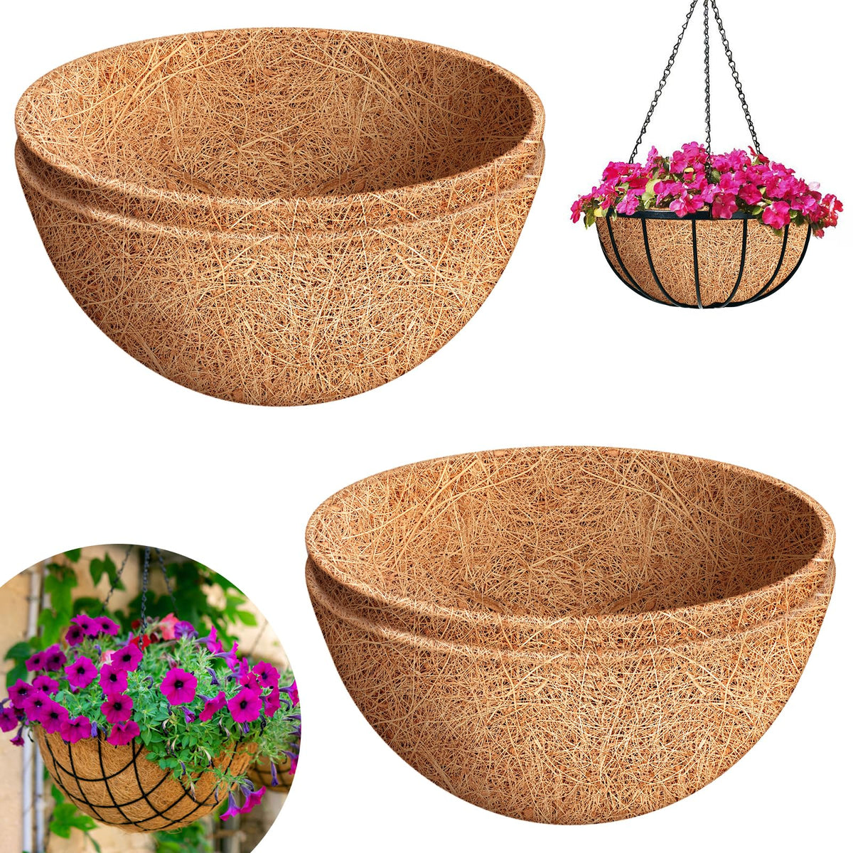 Riare 4pack 20-inch round coco liner for baskets maintains moisture and airflow.
