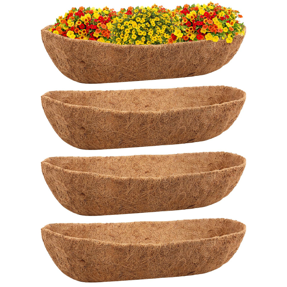Riare 4 pack 24 inch trough liner in natural coconut fiber for improved drainage