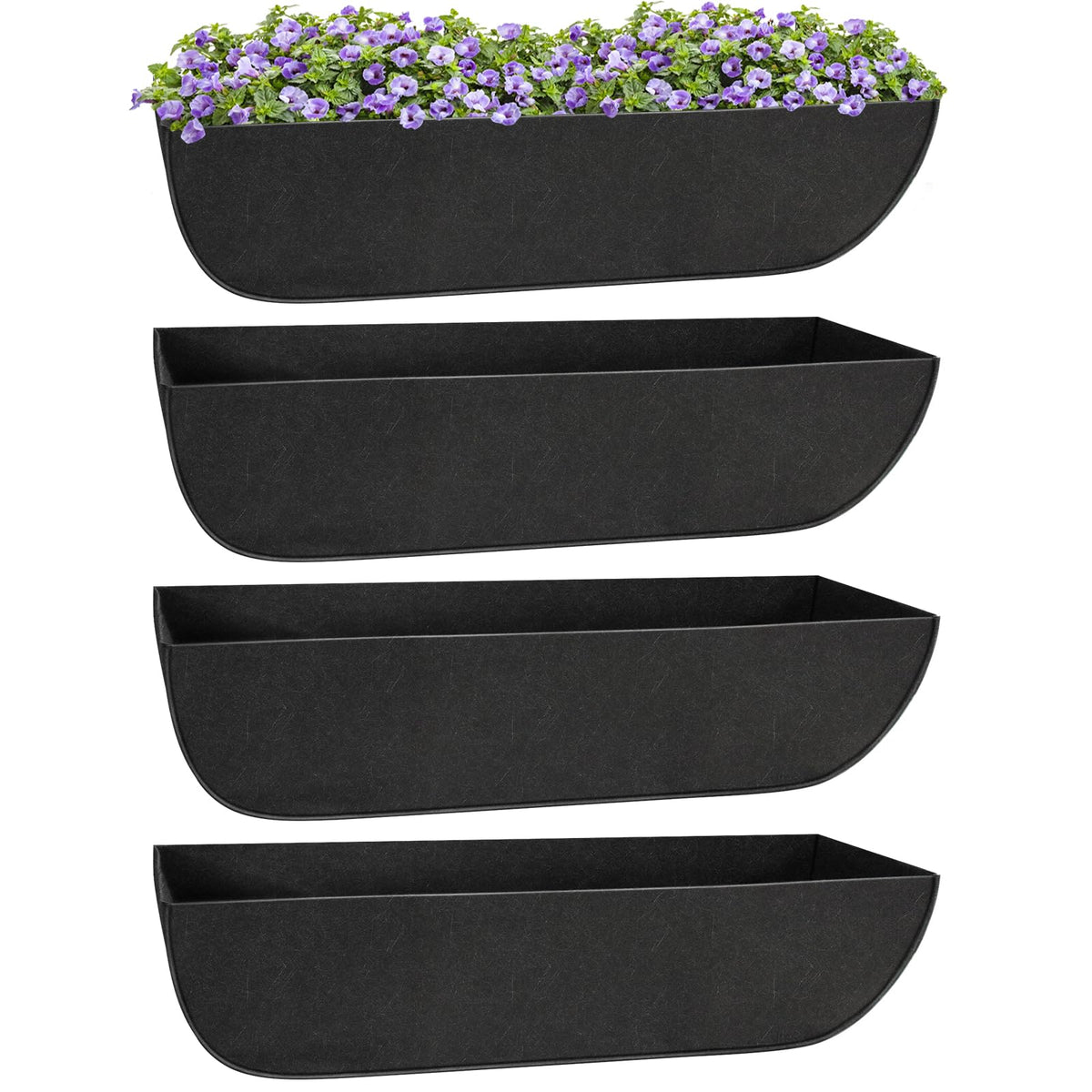 Riare 4-pack 30-inch black felt window box liner keeps soil tidy
