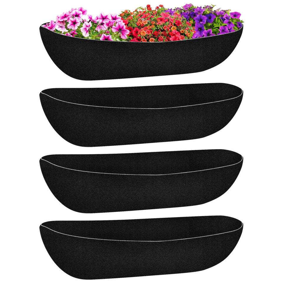 Riare 4-pack 30-inch black felt window box liners ready for hanging baskets; holds soil securely.