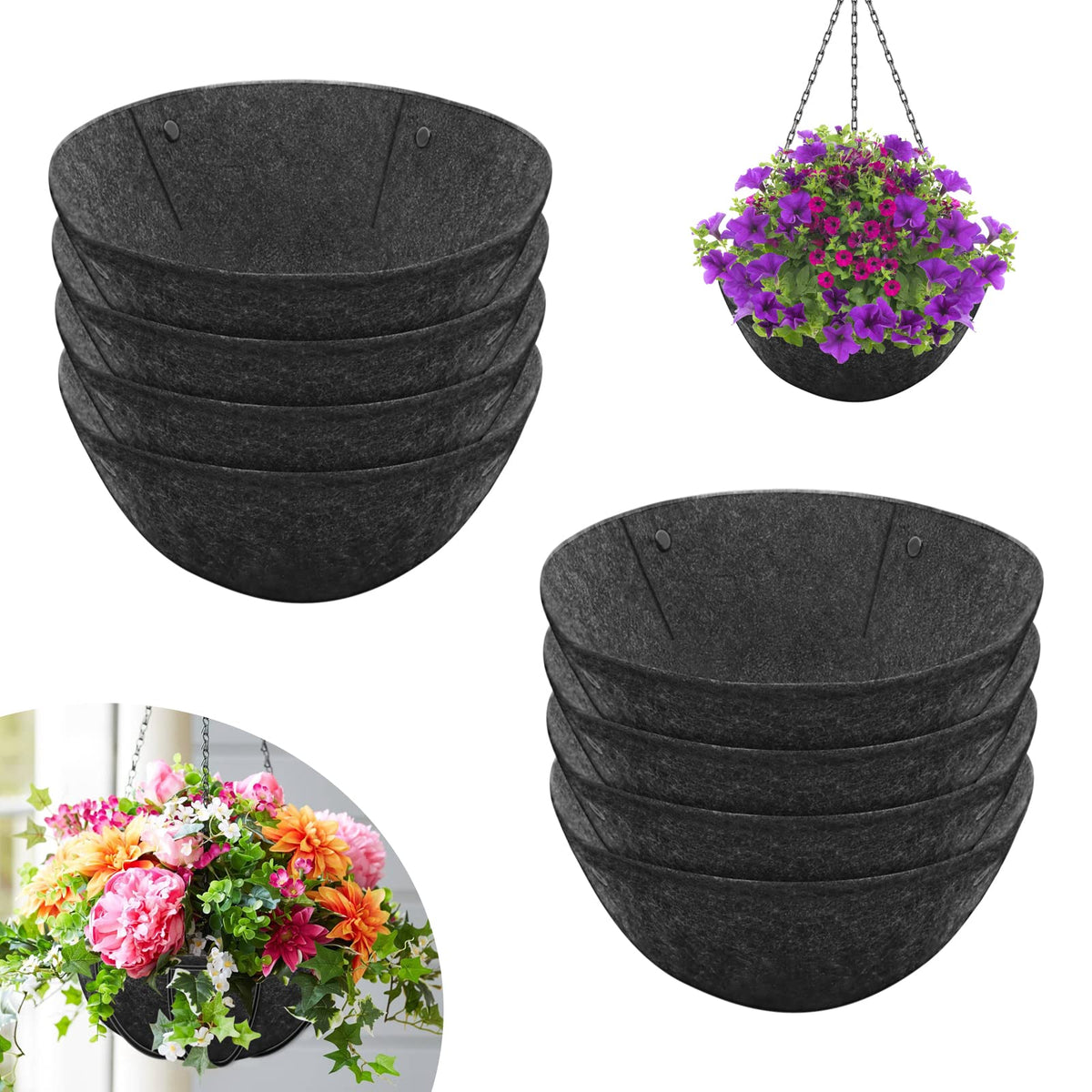 Riare 8-pack 12-inch round fabric planter liner: durable, reusable for seasonal plantings.