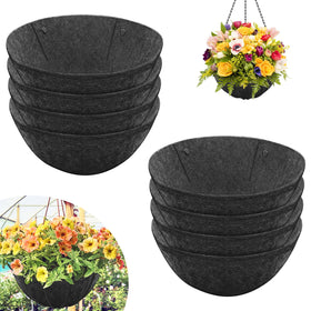 Riare 8-pack 16-inch round fabric planter liner, durable replacement for hanging baskets.
