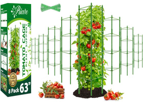 Riare 8 pack tomato cages front view showing sturdy vertical garden support