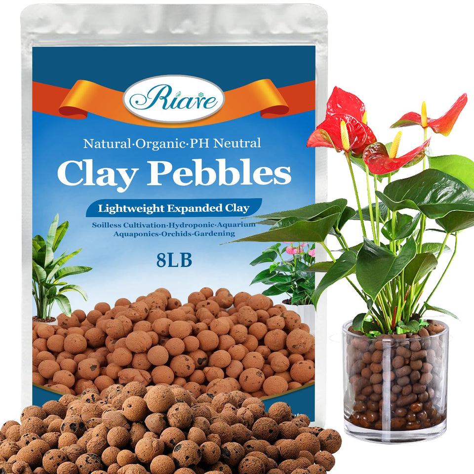 Riare 8 LBS organic expanded clay pebbles 4-16 mm for hydroponics