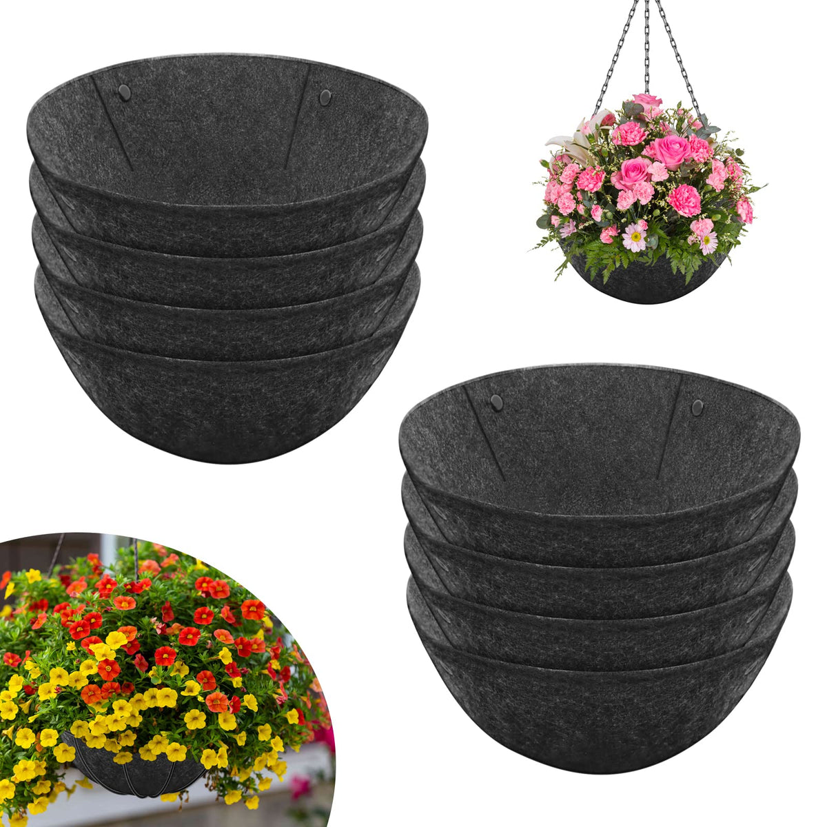 Riare 8-pack round fabric planter liner 14-inch promotes airflow and drainage for healthy roots.