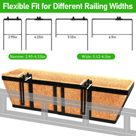 Riare adjustable hooks and hardware mounted on railing for secure hanging