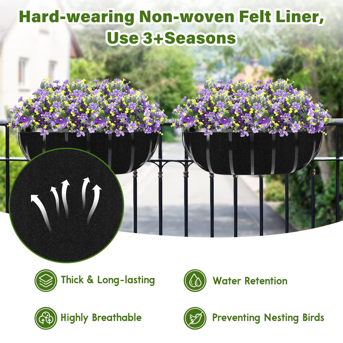 Riare liner prevents bird nesting while keeping soil contained