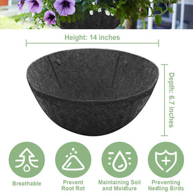 Riare black hanging basket liner suitable for indoor and outdoor decor.