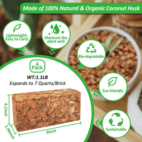 Soaked bricks expand to seven quarts for easy soil amendment.