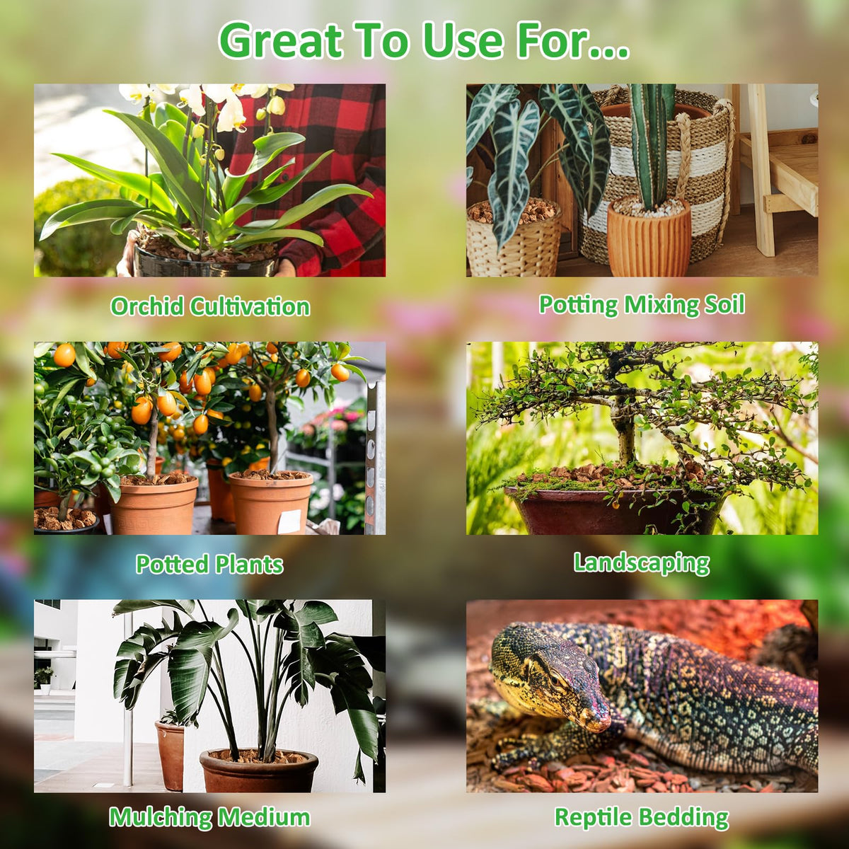 Mulching and soil conditioning for indoor and outdoor plants.