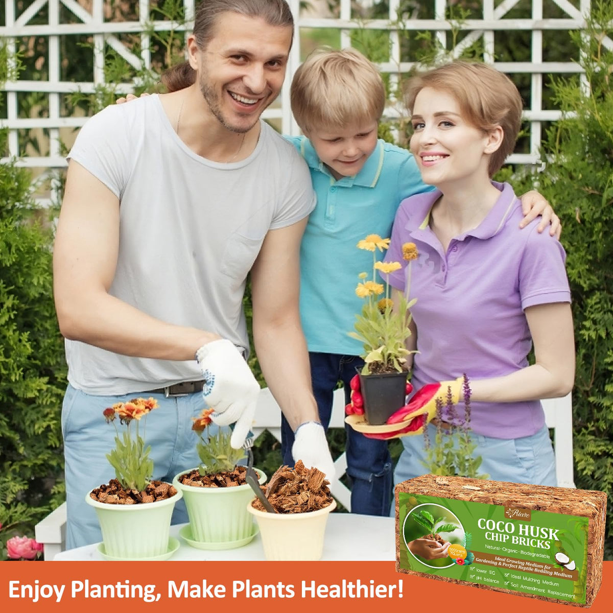 Riare Coco Chips in pots for vibrant plant growth and color