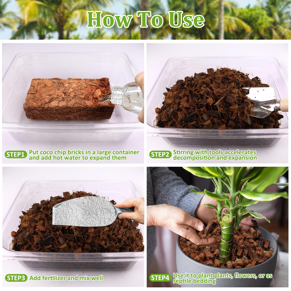 Riare Coco Chips retain moisture while aiding drainage in pots