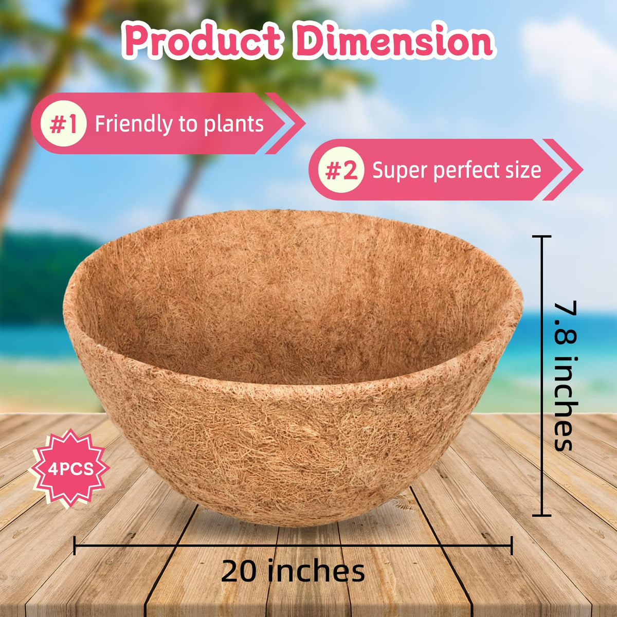 Riare coconut coir basket liner close-up showing natural texture and durability.