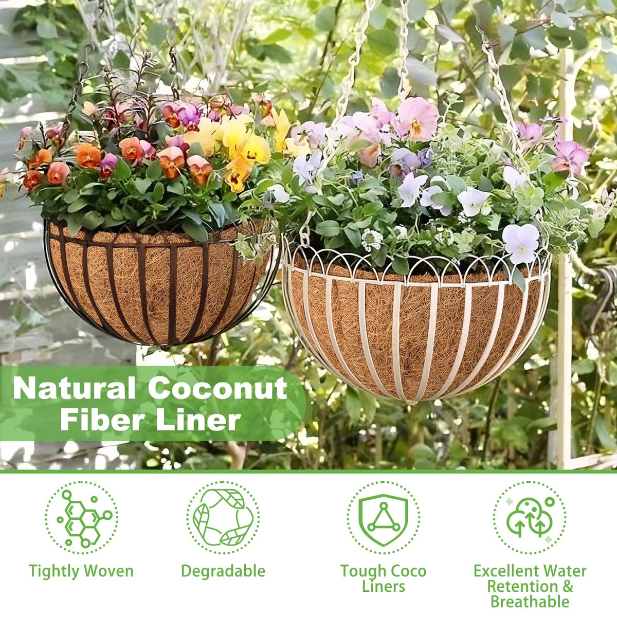 Riare coconut coir liner handling shows durable texture for planters