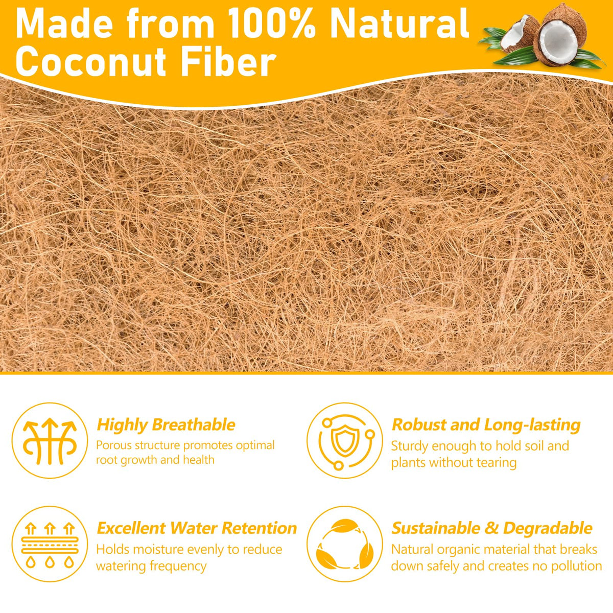 Riare coconut liner close-up-weave highlights durable natural fibers.