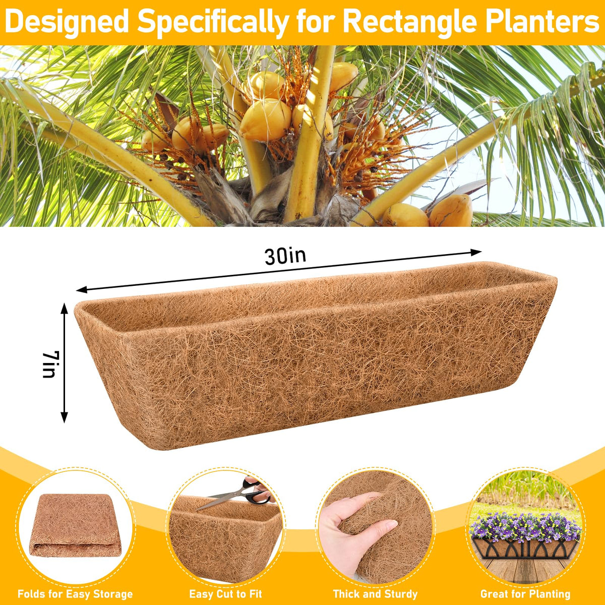 Riare coconut liner inside-planter demonstrates easy fit and soil containment.