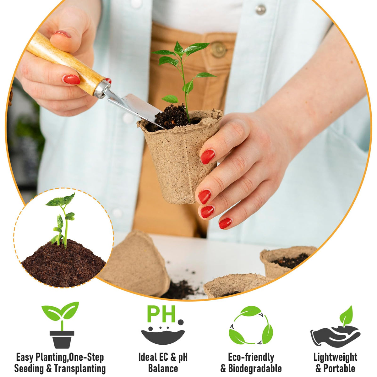 Riare compressed coco coir pellets are easy to use for planting.