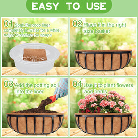 Riare easy-cut coconut liner folded to fit a planter quickly.