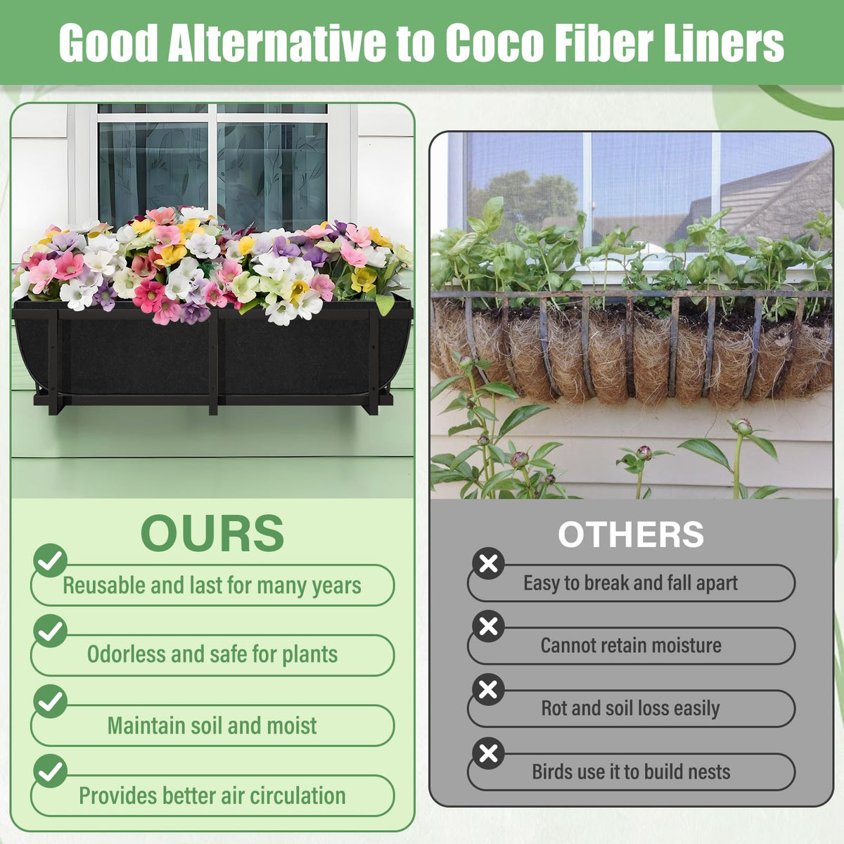 Riare easy-cut nonwoven liner for quick basket setup