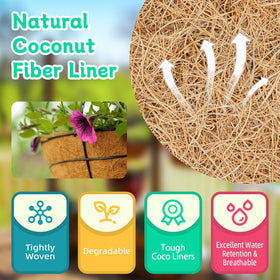 Riare easy-to-resize coconut liner lets you trim to fit baskets.