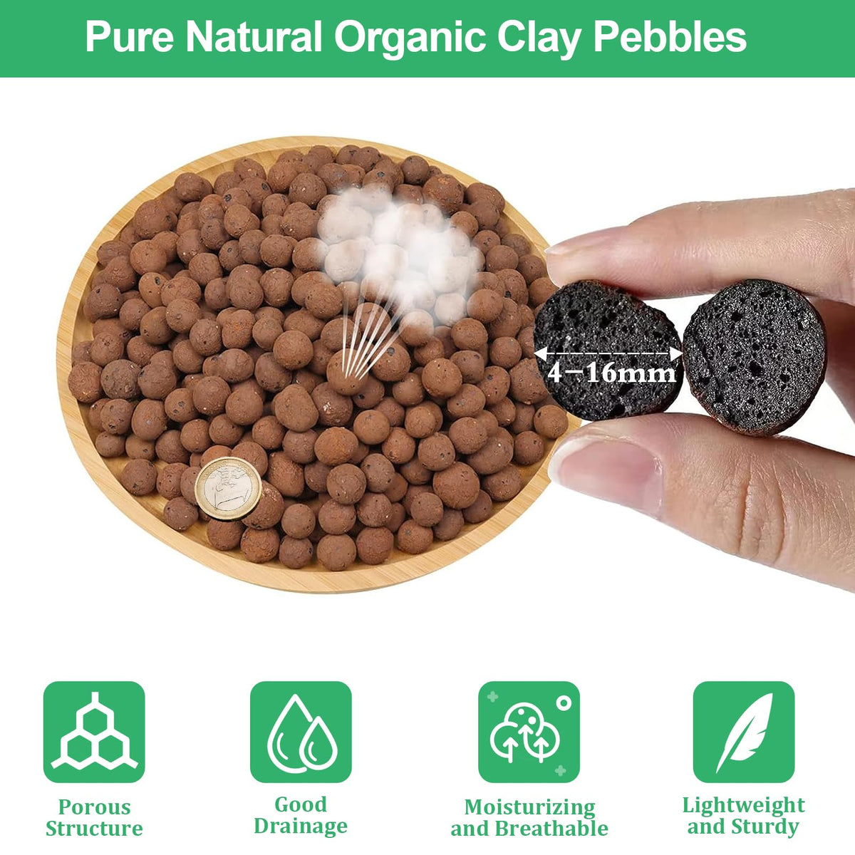 Riare expanded clay pebbles for hydroponics offer excellent drainage and aeration.