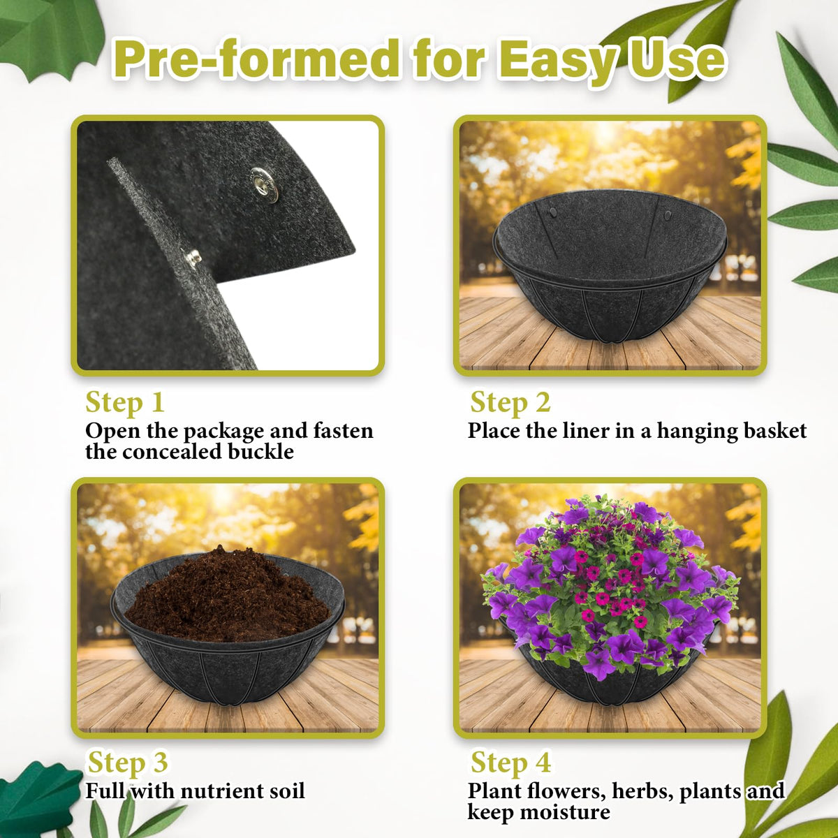Riare black liner enhances indoor and outdoor planter aesthetics.