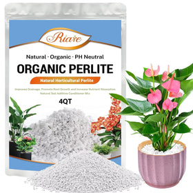 Riare four quarts organic perlite bag for soil amendment and aeration.