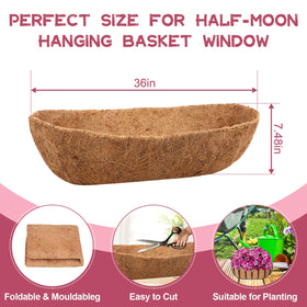 Riare half-moon coco coir liner for wall baskets provides a snug fit and natural appeal