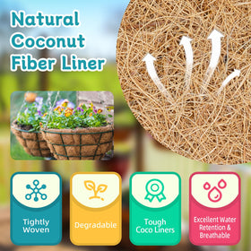 Riare 18-inch coco liner in a hanging basket—shaped to fit and water-retentive