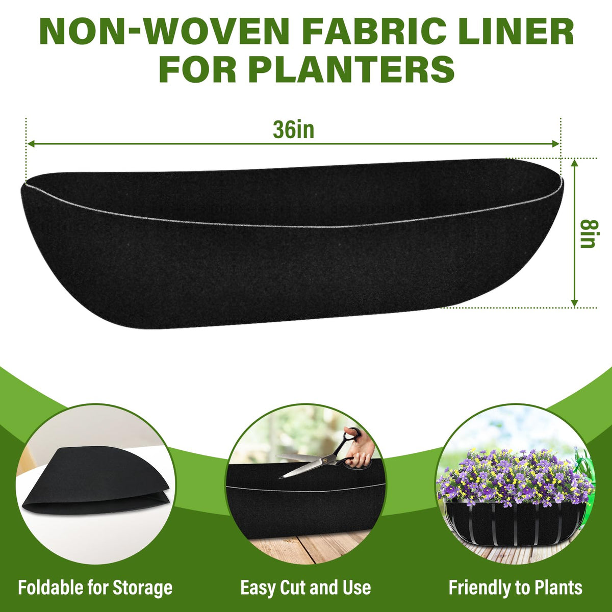 Riare hanging basket liner in nonwoven fabric supports roots and airflow