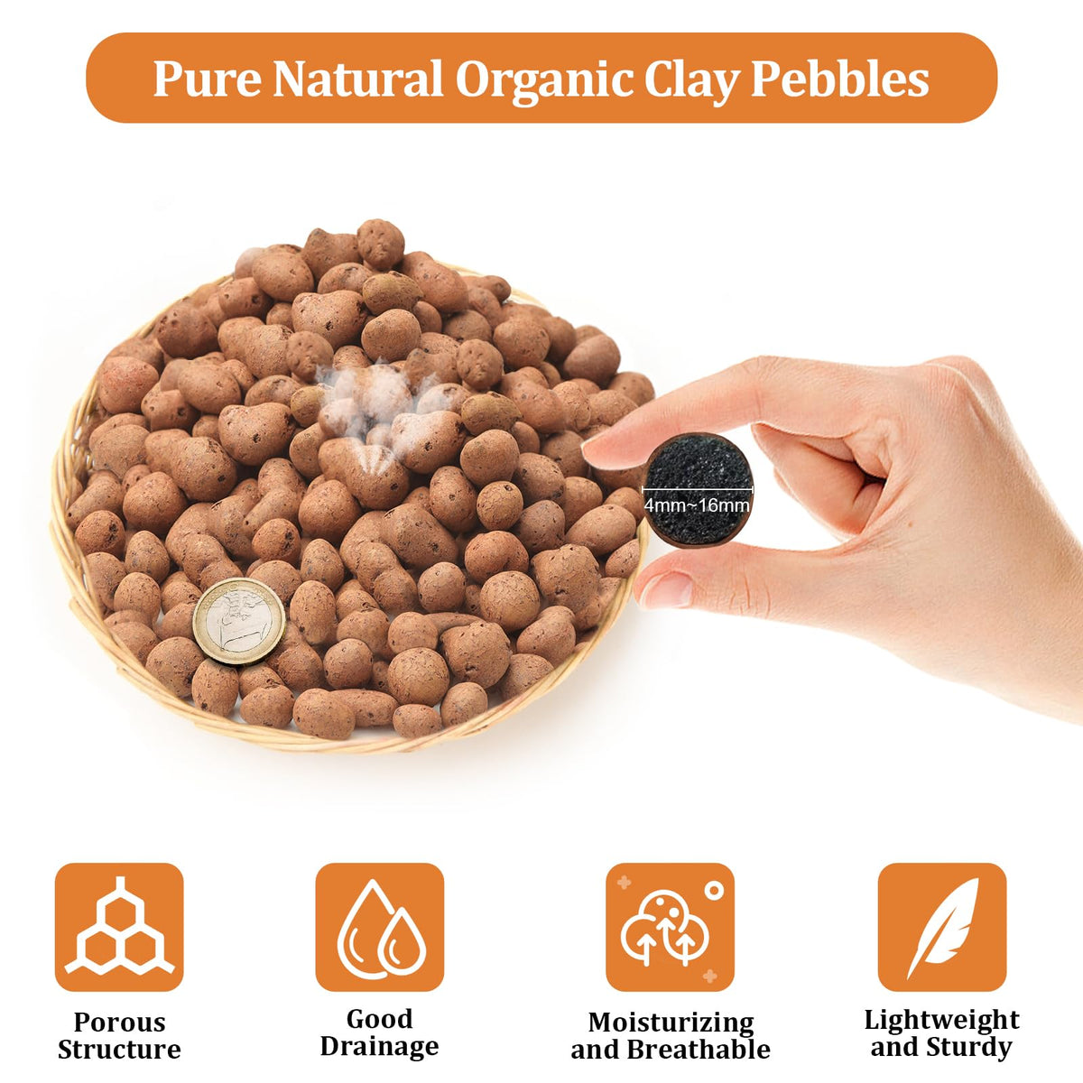 Riare leca pebbles 4-16mm close-up highlighting porous texture for aeration.