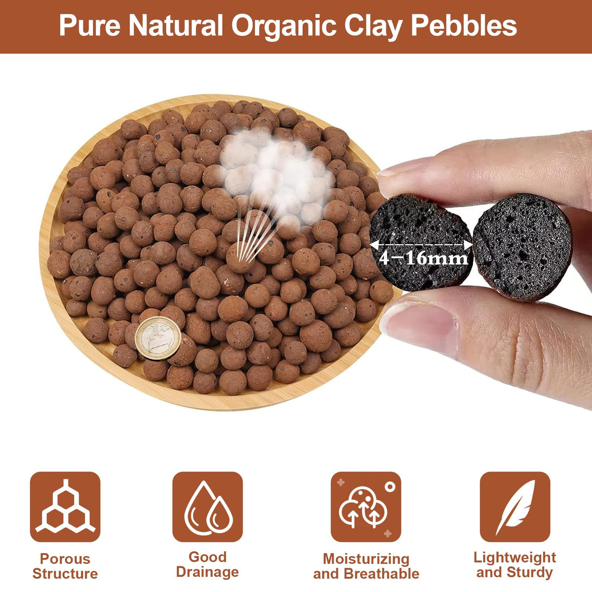 Riare Leca pebbles closeup reveals porous texture enabling air and water balance