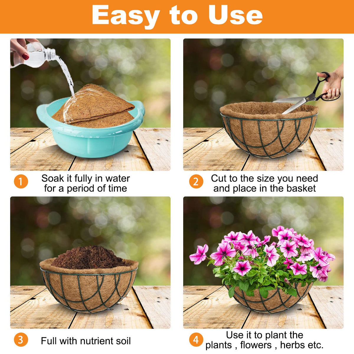 Riare liner in action helps soil stay moist between waterings.