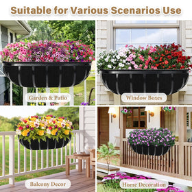 Riare outdoor liner enhances garden decor while keeping baskets neat.